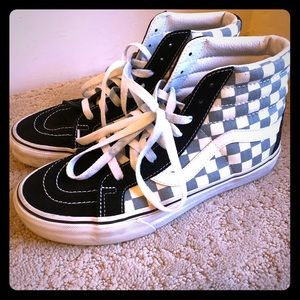Vans SK8 Hi Checkerboard Blk/Blu Sneaker M7.5/ W9